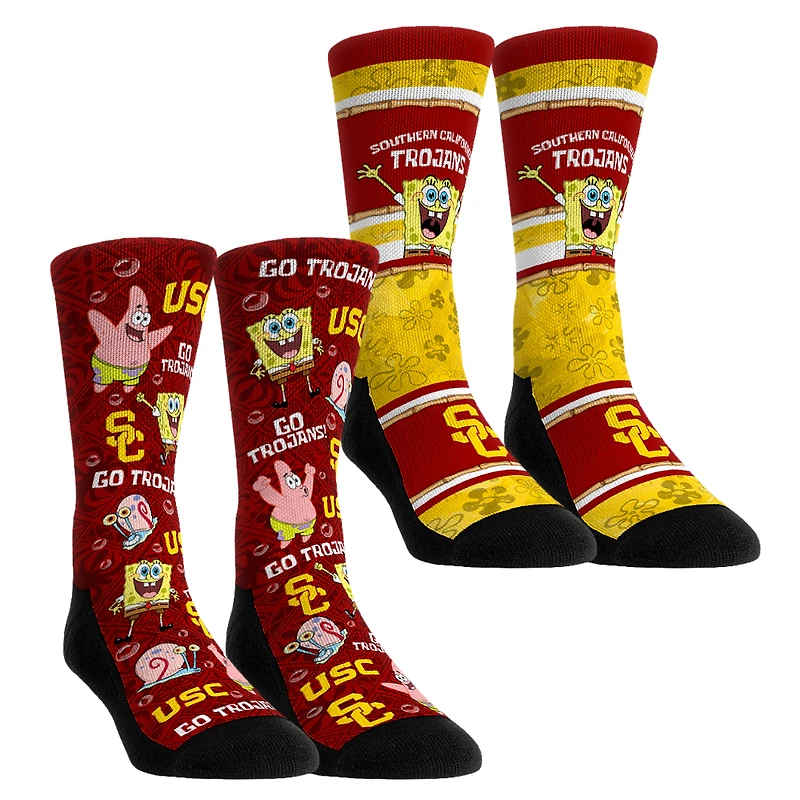 Unisex Rock Em Socks USC Trojans SpongeBob SquarePants Two-Pack Crew Set