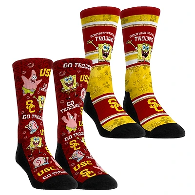 Unisex Rock Em Socks USC Trojans SpongeBob SquarePants Two-Pack Crew Set