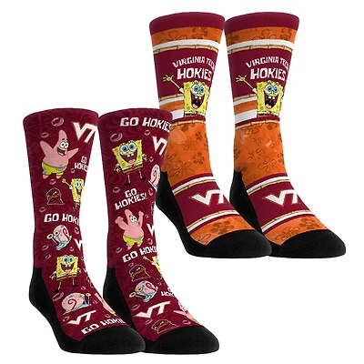 Unisex Rock Em Socks Virginia Tech Hokies SpongeBob SquarePants Two-Pack Crew Set