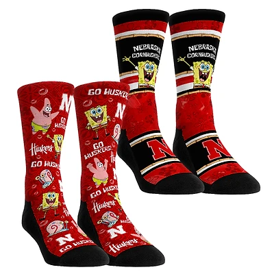 Unisex Rock Em Socks Nebraska Huskers SpongeBob SquarePants Two-Pack Crew Set