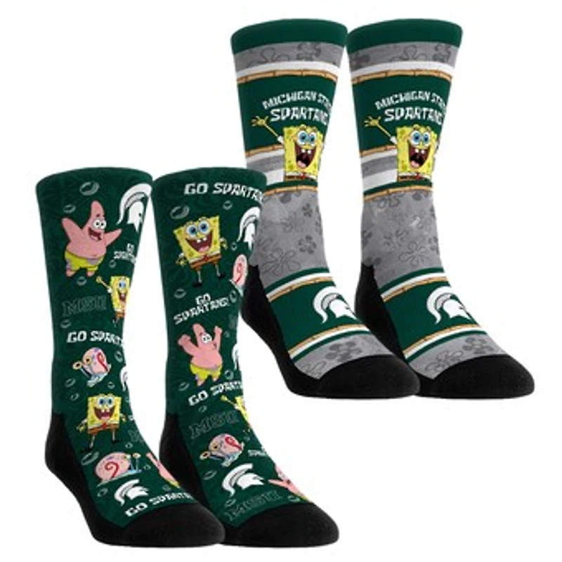 Unisex Rock Em Socks Michigan State Spartans SpongeBob SquarePants Two-Pack Crew Set