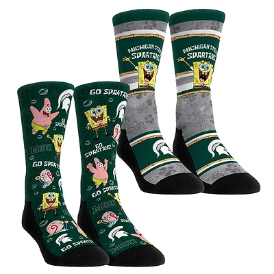 Unisex Rock Em Socks Michigan State Spartans SpongeBob SquarePants Two-Pack Crew Set