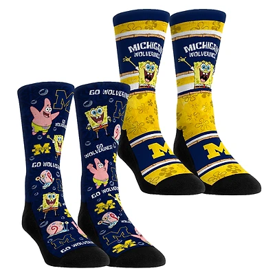 Unisex Rock Em Socks Michigan Wolverines SpongeBob SquarePants Two-Pack Crew Set