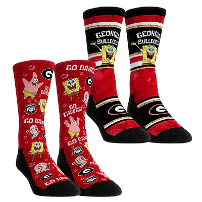 Unisex Rock Em Socks Georgia Bulldogs SpongeBob SquarePants Two-Pack Crew Set