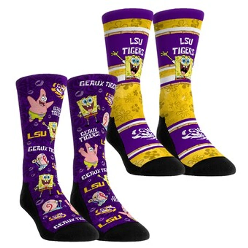 Unisex Rock Em Socks LSU Tigers SpongeBob SquarePants Two-Pack Crew Set