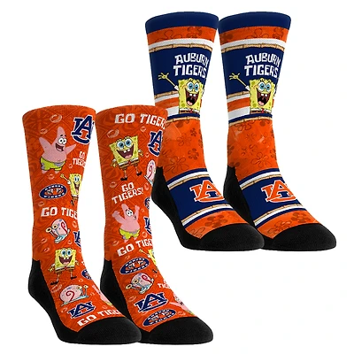 Unisex Rock Em Socks Auburn Tigers SpongeBob SquarePants Two-Pack Crew Set