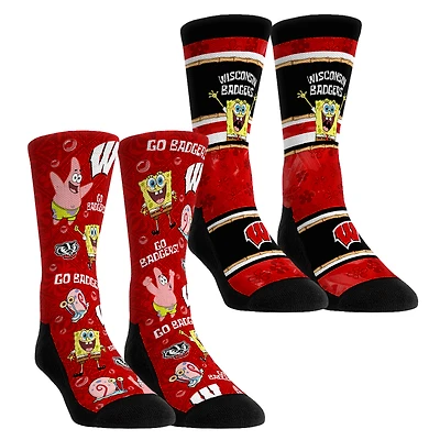Youth Rock Em Socks Wisconsin Badgers SpongeBob SquarePants Two-Pack Crew Set