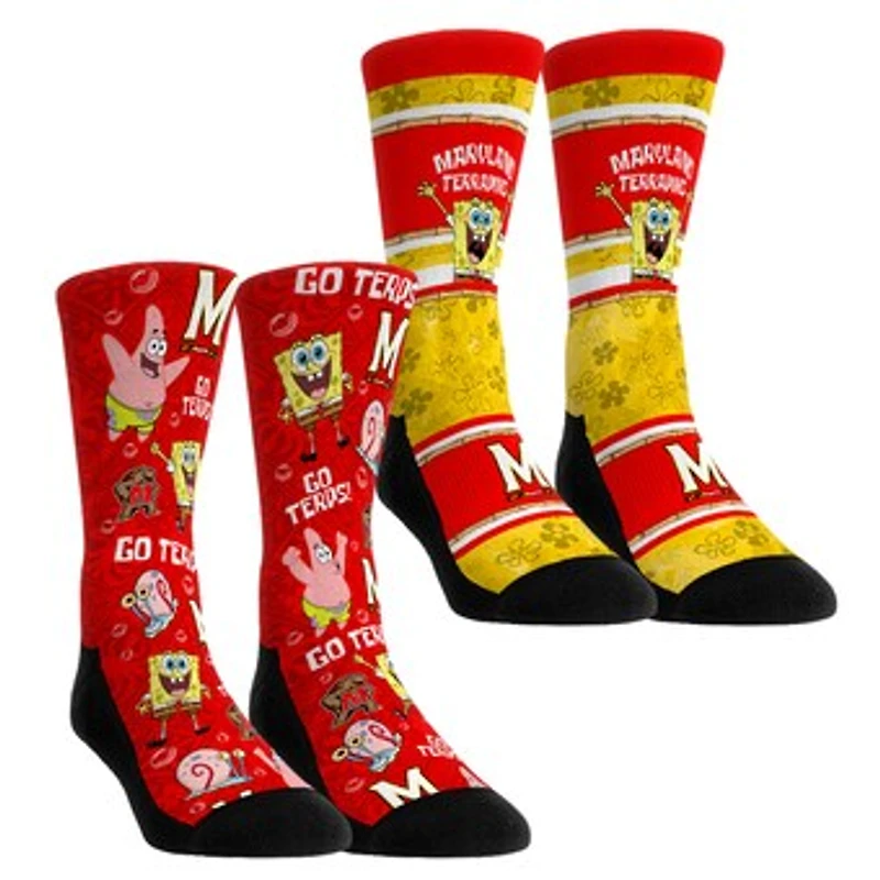 Youth Rock Em Socks Maryland Terrapins SpongeBob SquarePants Two-Pack Crew Set
