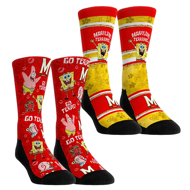 Youth Rock Em Socks Maryland Terrapins SpongeBob SquarePants Two-Pack Crew Set