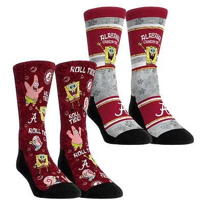 Youth Rock Em Socks Alabama Crimson Tide SpongeBob SquarePants Two-Pack Crew Set