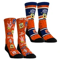 Youth Rock Em Socks Auburn Tigers SpongeBob SquarePants Two-Pack Crew Set