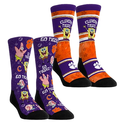 Youth Rock Em Socks Clemson Tigers SpongeBob SquarePants Two-Pack Crew Set