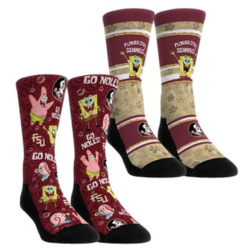 Youth Rock Em Socks Florida State Seminoles SpongeBob SquarePants Two-Pack Crew Set