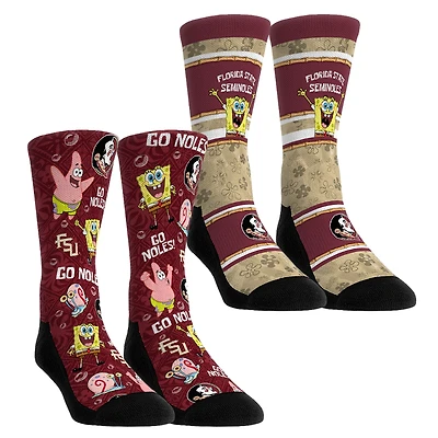 Youth Rock Em Socks Florida State Seminoles SpongeBob SquarePants Two-Pack Crew Set