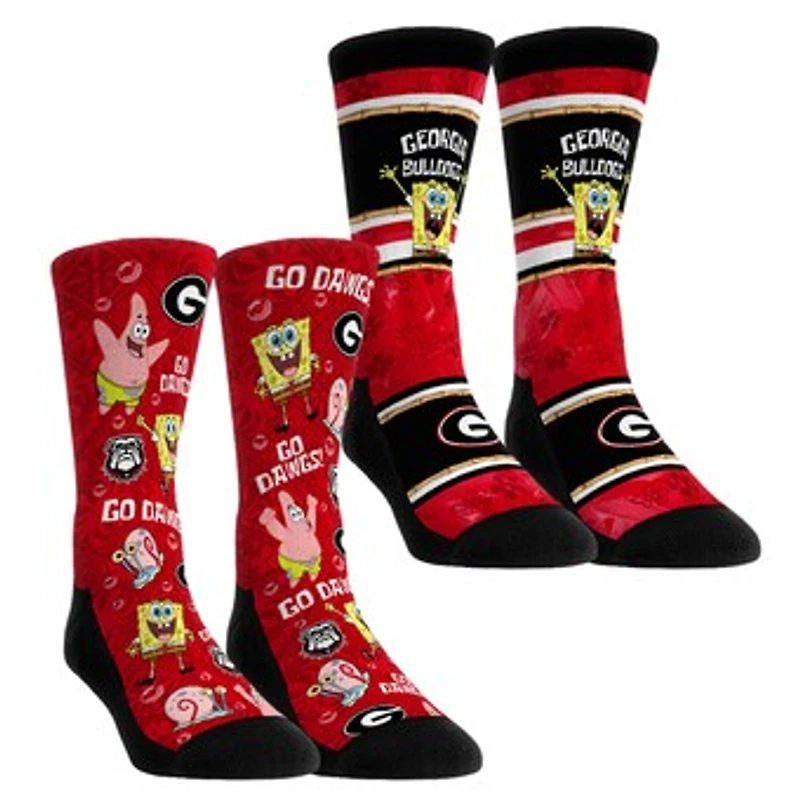 Youth Rock Em Socks Georgia Bulldogs SpongeBob SquarePants Two-Pack Crew Set