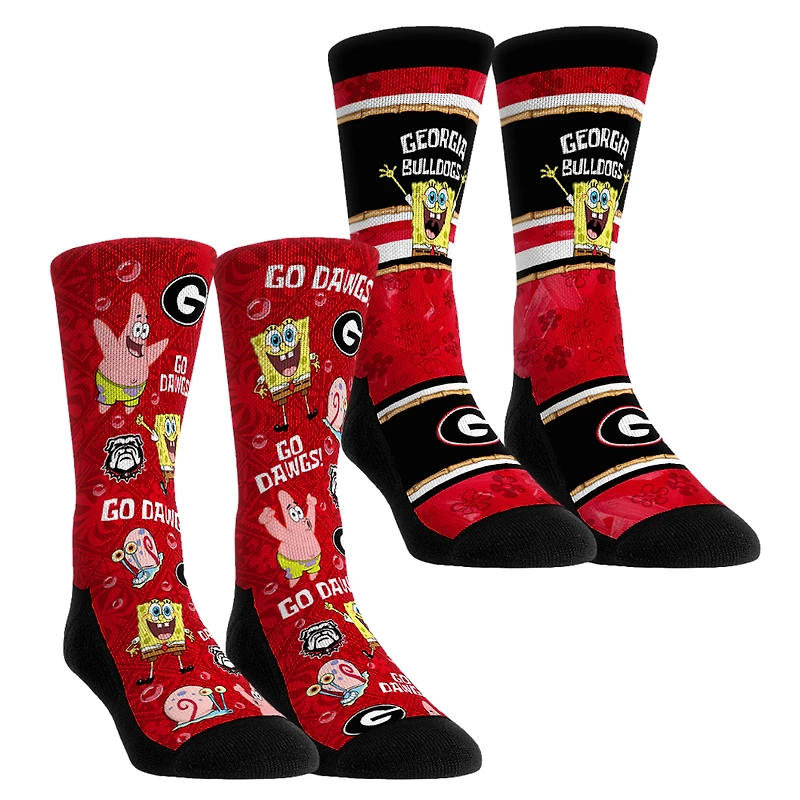 Youth Rock Em Socks Georgia Bulldogs SpongeBob SquarePants Two-Pack Crew Set