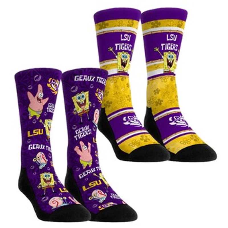 Youth Rock Em Socks LSU Tigers SpongeBob SquarePants Two-Pack Crew Set