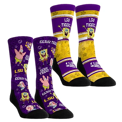 Youth Rock Em Socks LSU Tigers SpongeBob SquarePants Two-Pack Crew Set