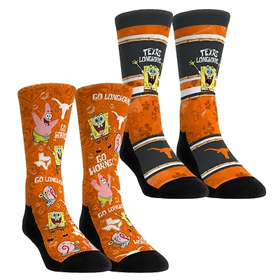 Youth Rock Em Socks Texas Longhorns SpongeBob SquarePants Two-Pack Crew Set