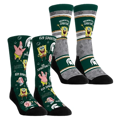 Youth Rock Em Socks Michigan State Spartans SpongeBob SquarePants Two-Pack Crew Set