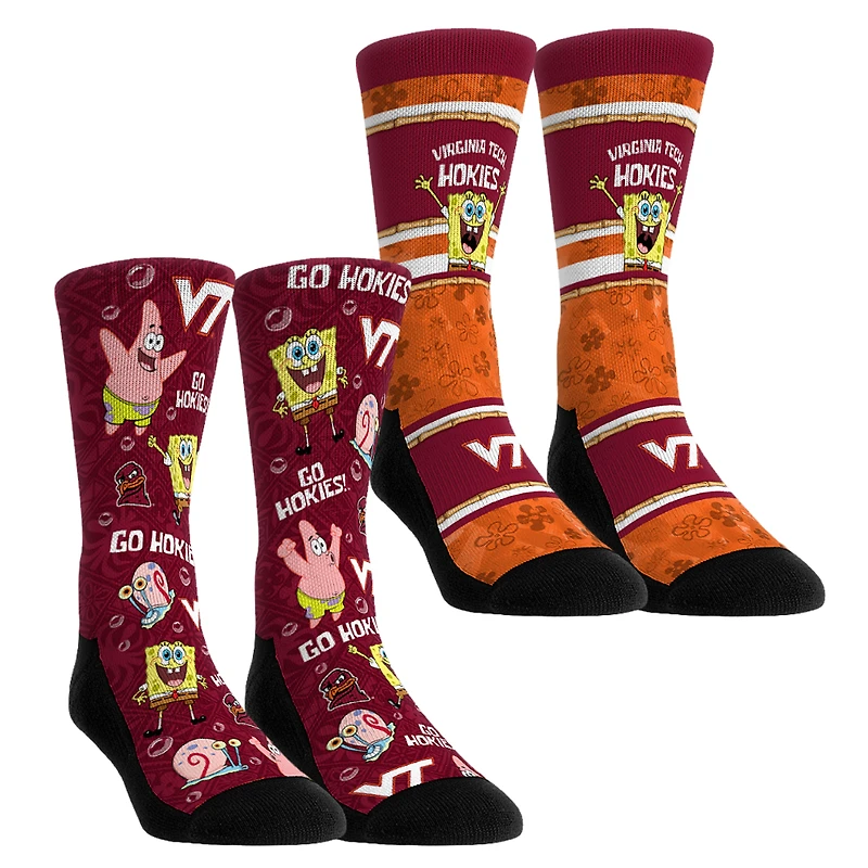 Youth Rock Em Socks Virginia Tech Hokies SpongeBob SquarePants Two-Pack Crew Set