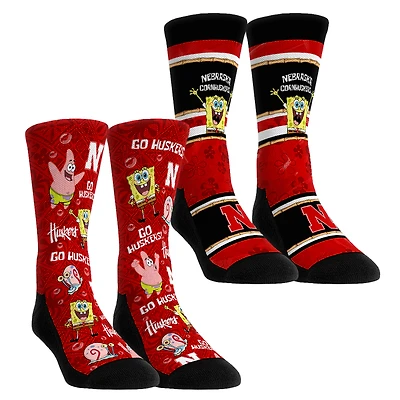 Youth Rock Em Socks Nebraska Huskers SpongeBob SquarePants Two-Pack Crew Set