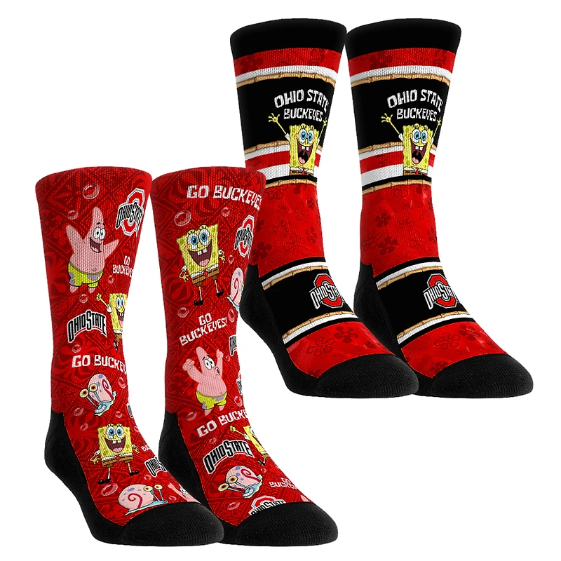 Youth Rock Em Socks Ohio State Buckeyes SpongeBob SquarePants Two-Pack Crew Set