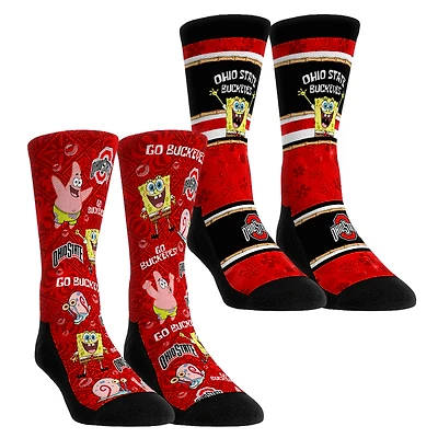 Youth Rock Em Socks Ohio State Buckeyes SpongeBob SquarePants Two-Pack Crew Set