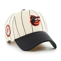 Men's '47 x Rawlings Natural/Black Baltimore Orioles Pinstripe Clean Up Adjustable Hat
