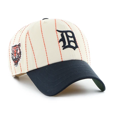 Men's '47 x Rawlings Natural/Navy Detroit Tigers Pinstripe Clean Up Adjustable Hat