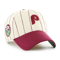 Men's '47 x Rawlings Natural/Burgundy Philadelphia Phillies Pinstripe Clean Up Adjustable Hat