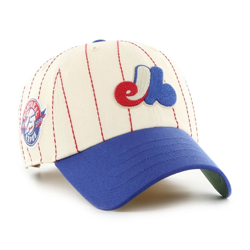 Men's '47 x Rawlings Natural/Royal Montreal Expos Pinstripe Clean Up Adjustable Hat