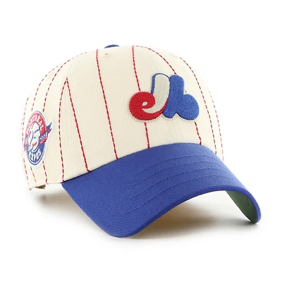 Men's '47 x Rawlings Natural/Royal Montreal Expos Pinstripe Clean Up Adjustable Hat