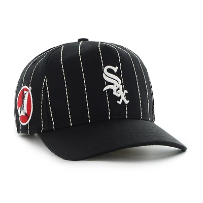 Men's '47 x Rawlings Black Chicago White Sox Pinstripe Hitch Adjustable Hat
