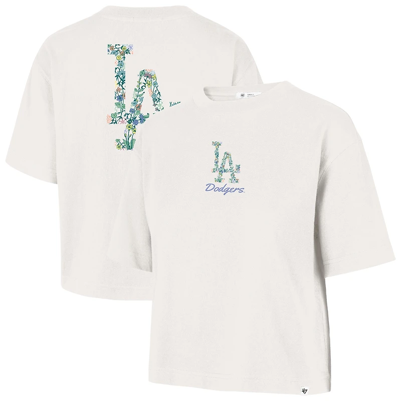 Women's '47 Natural Los Angeles Dodgers Full Bloom Cropped T-Shirt
