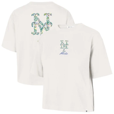 Women's '47  Natural New York Mets Full Bloom Cropped T-Shirt