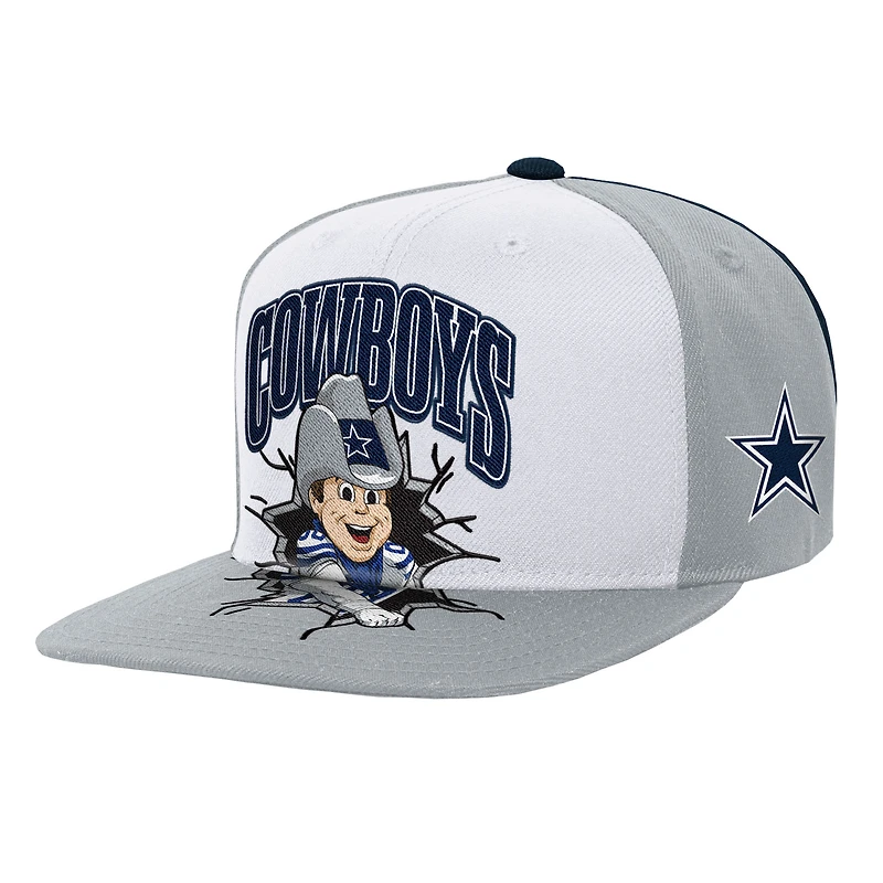 Youth Mitchell & Ness  Gray Dallas Cowboys Team Mascot Snapback Hat