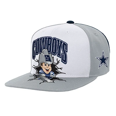 Youth Mitchell & Ness  Gray Dallas Cowboys Team Mascot Snapback Hat
