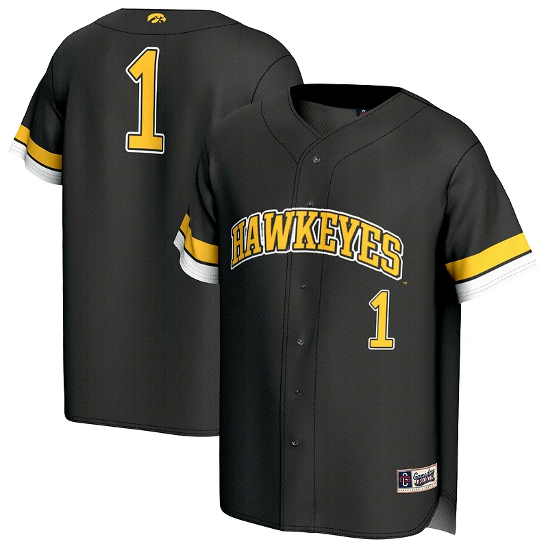 Youth GameDay Greats #1 Black Iowa Hawkeyes Lightweight Collegiate Baseball Fashion Jersey