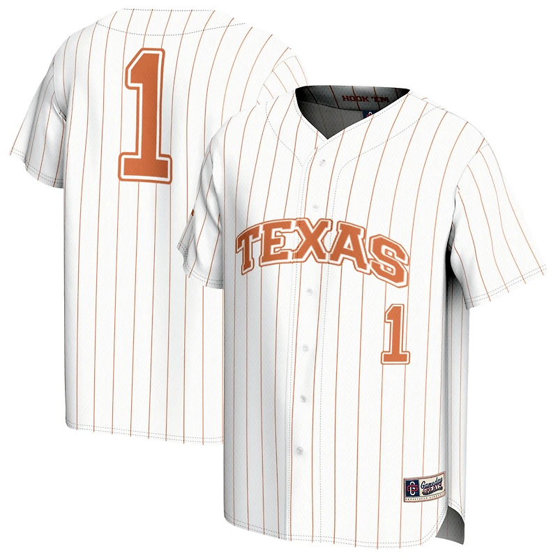 Youth GameDay Greats #1 White Texas Longhorns Lightweight Collegiate Baseball Fashion Jersey