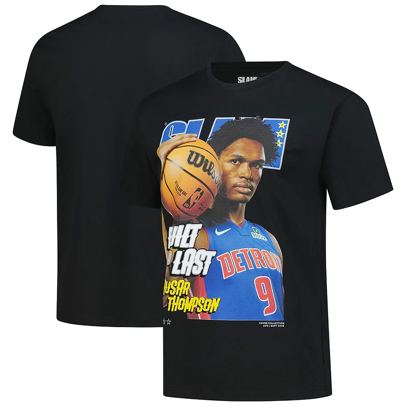 Unisex SLAM Ausar Thompson Black Detroit Pistons August/September 2025 Cover T-Shirt