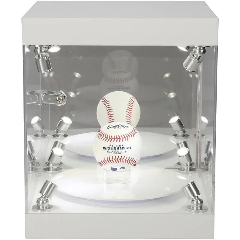 Premium Rotating LED Light Baseball Display Case