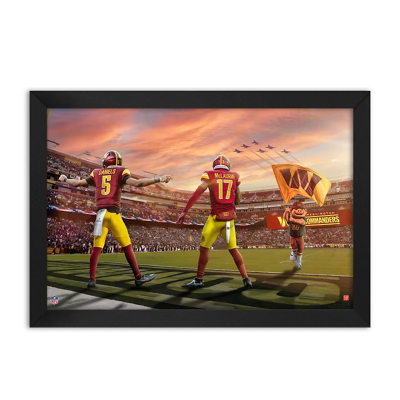 Jayden Daniels and Terry McLaurin Washington Commanders Framed Two-Player Art Print
