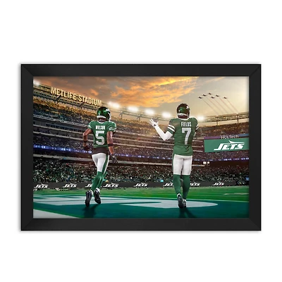 Garrett Wilson and Justin Fields New York Jets Framed Two-Player Art Print