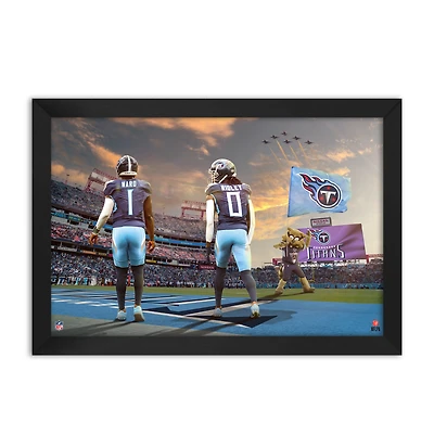 Cam Ward and Calvin Ridley Tennessee Titans Framed Two-Player Art Print