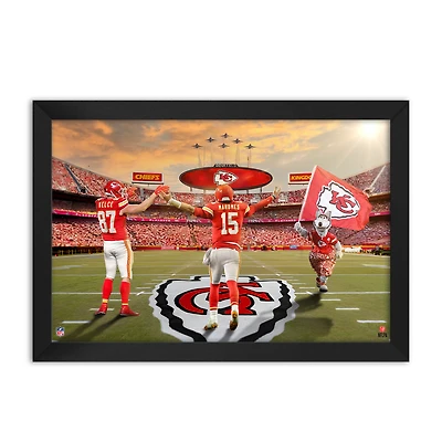 Travis Kelce and Patrick Mahomes Kansas City Chiefs Framed Two-Player Art Print