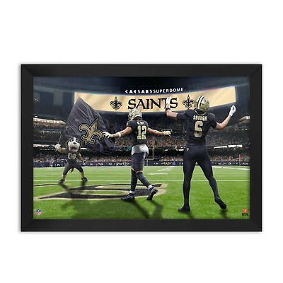 Chris Olave and Tyler Shough New Orleans Saints Framed Two-Player Art Print