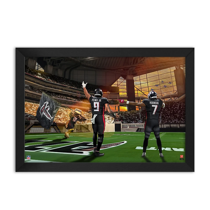 Michael Penix Jr. and Bijan Robinson Atlanta Falcons Framed Two-Player Art Print