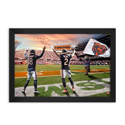 Caleb Williams and D.J. Moore Chicago Bears Framed Two-Player Art Print