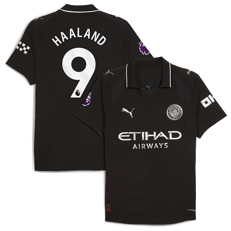 Men's Puma Erling Haaland Black Manchester City 2025/26 Away Authentic Player Jersey